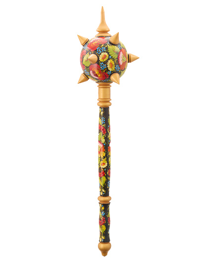 Wooden mace on a stand, hand-painted in Petrykivka style - Image #3