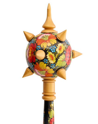 Wooden mace on a stand, hand-painted in Petrykivka style - Image #4