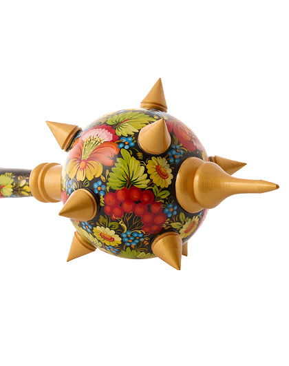 Wooden mace on a stand, hand-painted in Petrykivka style - Image #7