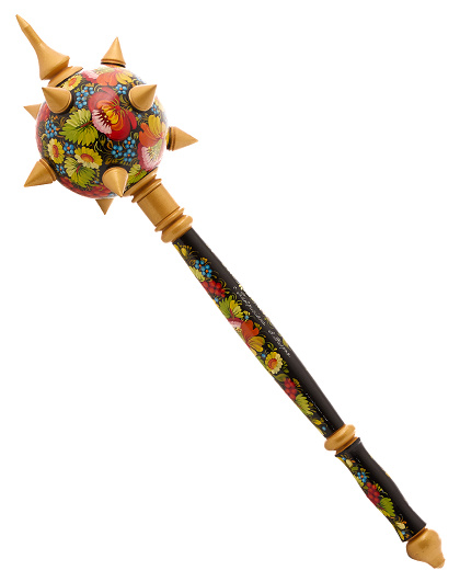 Wooden mace on a stand, hand-painted in Petrykivka style - Image #1