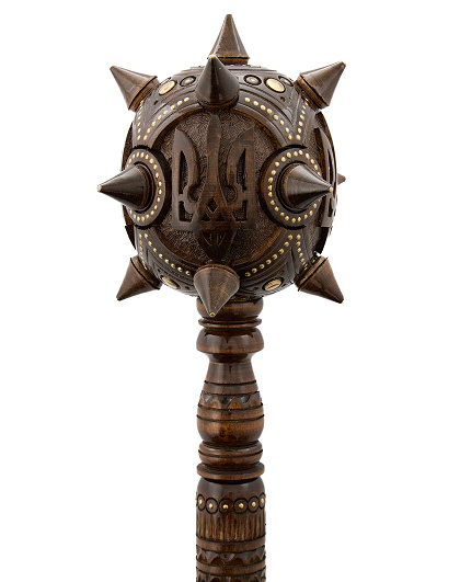 Carved wooden mace Trident on a stand, 55 cm - Image #4