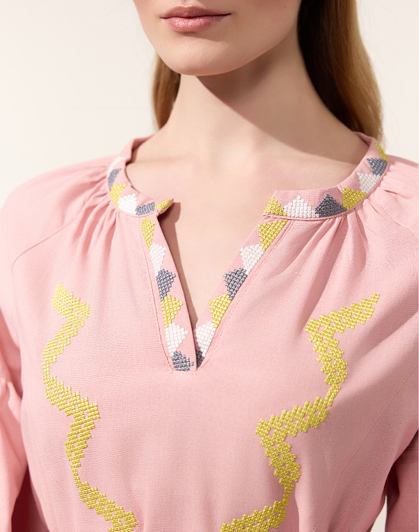 Vyriy maxi dress in pink linen - Image #5