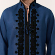 Men's shirt Night in navy blue with black embroidery - Image #6