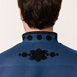 Men's shirt Night in navy blue with black embroidery - Image #8
