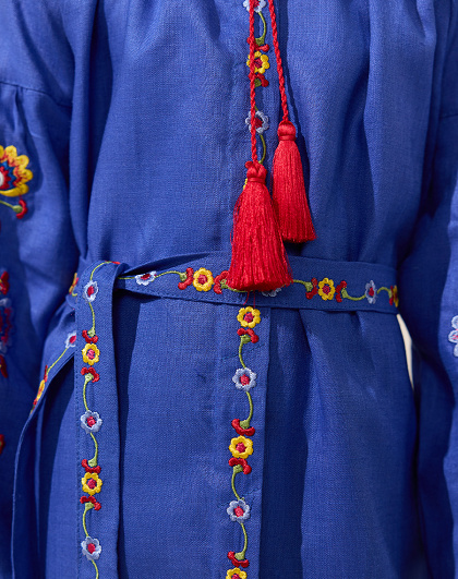 Girl's dress Bright roosters with colored embroidery - Image #8