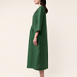 Peony embroidered dress made of green linen - Image #3