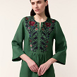 Peony embroidered dress made of green linen - Image #5