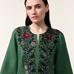 Peony embroidered dress made of green linen - Image #6