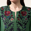 Peony embroidered dress made of green linen - Image #7