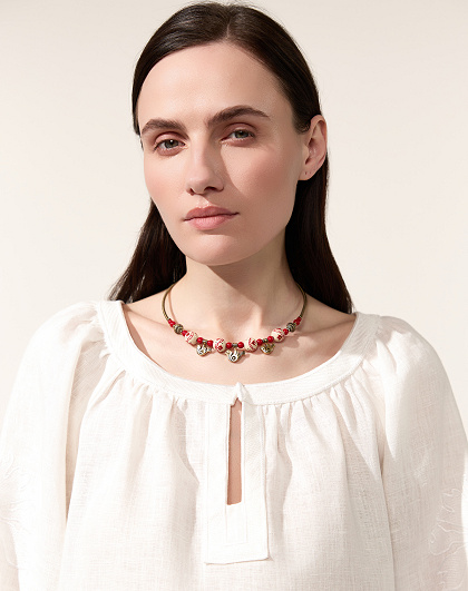 Лляна вишиванка Мальва з вишивкою білим по білому - Зображення №5
