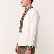 Borshchiv white men's shirt with colorful geometric embroidery - Image #2