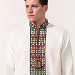 Borshchiv white men's shirt with colorful geometric embroidery - Image #5